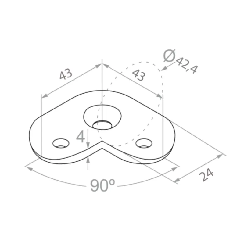 Corner handrail plate (90º) - 42.4 - StroFIX
