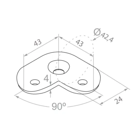 Corner handrail plate (90º) - 42.4 - StroFIX