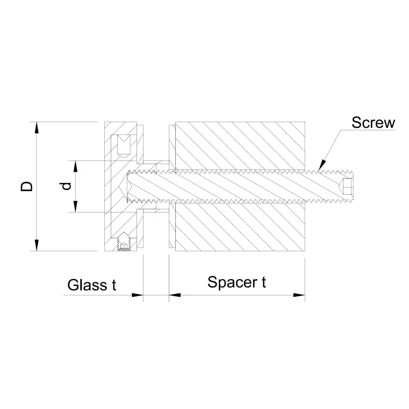 Glass adaptor 40x40, adjustable cover, SS, satin-0