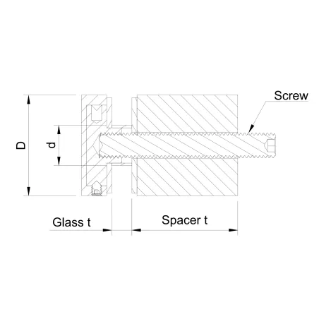 Glass adaptor 40x40, adjustable cover, SS, satin-0