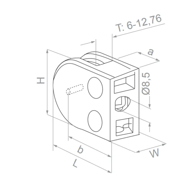 (I) Glass clamp - Flat (a=18) - StroFIX