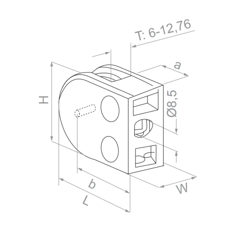 (H) Glass clamp - Flat (a=16) - StroFIX