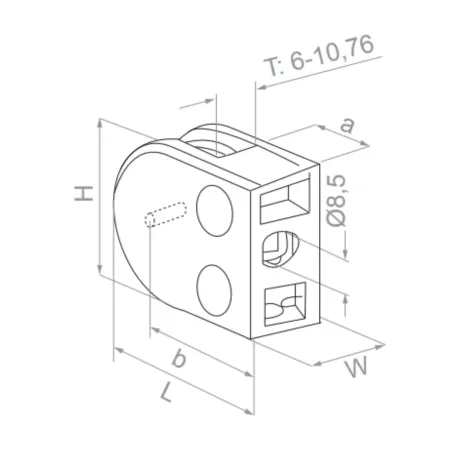 (G) Glass clamp - Flat (H=45) - StroFIX