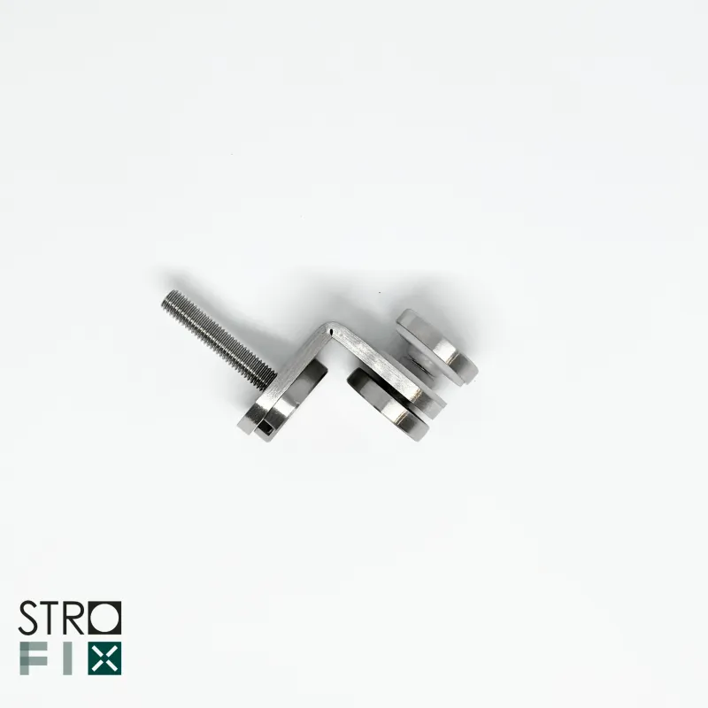 Glass adaptor D30, 90°, Glass/Wall, SS, satin - Strofix