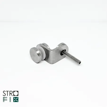 Glass adaptor D30, 90°, Glass/Wall, SS, satin - Strofix