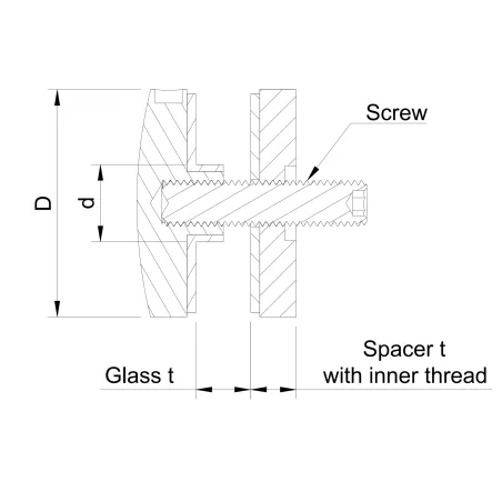 Glass adaptor D50 spherical, with inner thread, SS, satin - Strofix