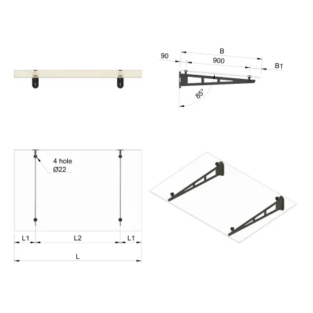 Glass canopy on 2 supports - StroFIX