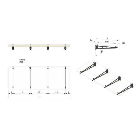 Glass canopy on 4 supports - StroFIX