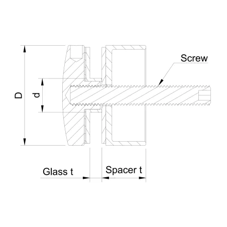 Glass adaptor D50, SS, satin - Strofix