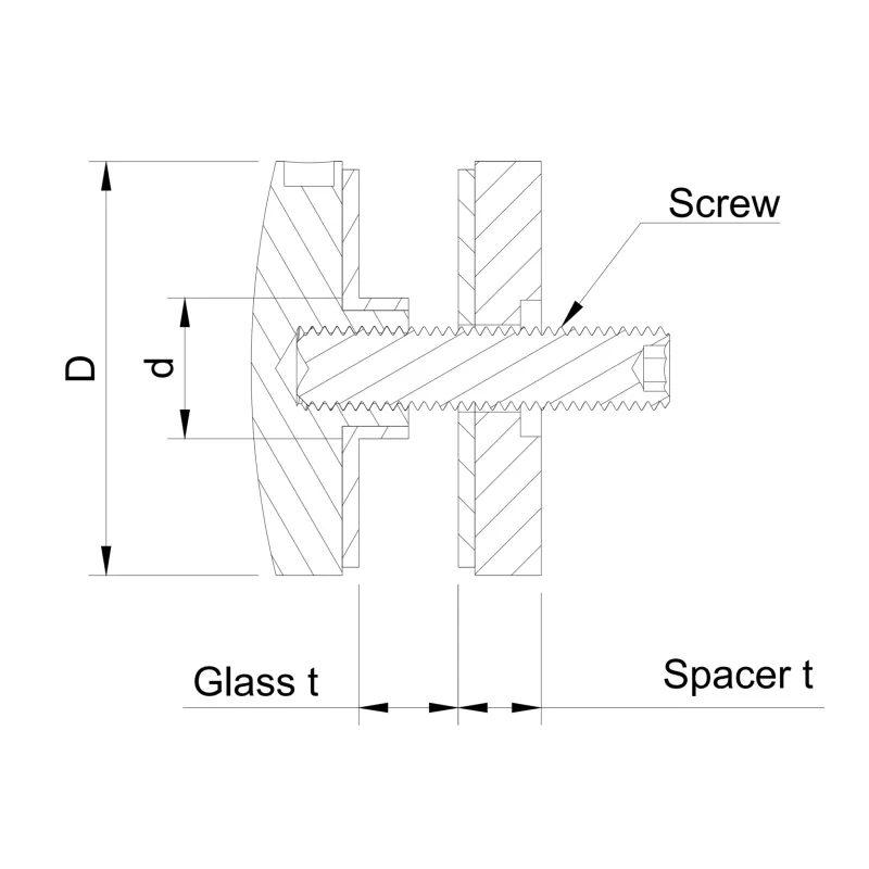 Glass adaptor D50 spherical, SS, satin-0
