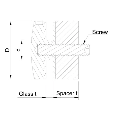 Glass adaptor D50 spherical, SS, satin - Strofix
