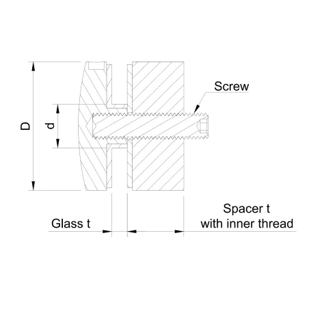 Glass adaptor D50 spherical, with inner thread, SS, satin - Strofix