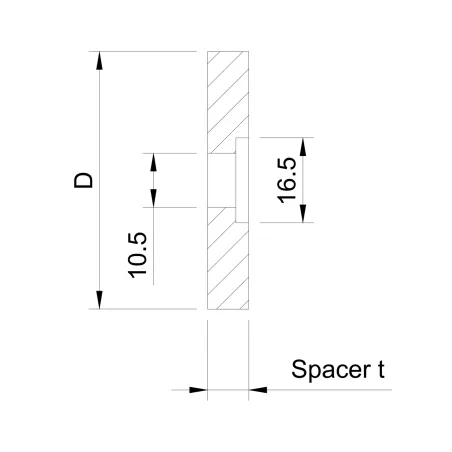 Glass adaptor - distancer, D50, SS, satin - Strofix