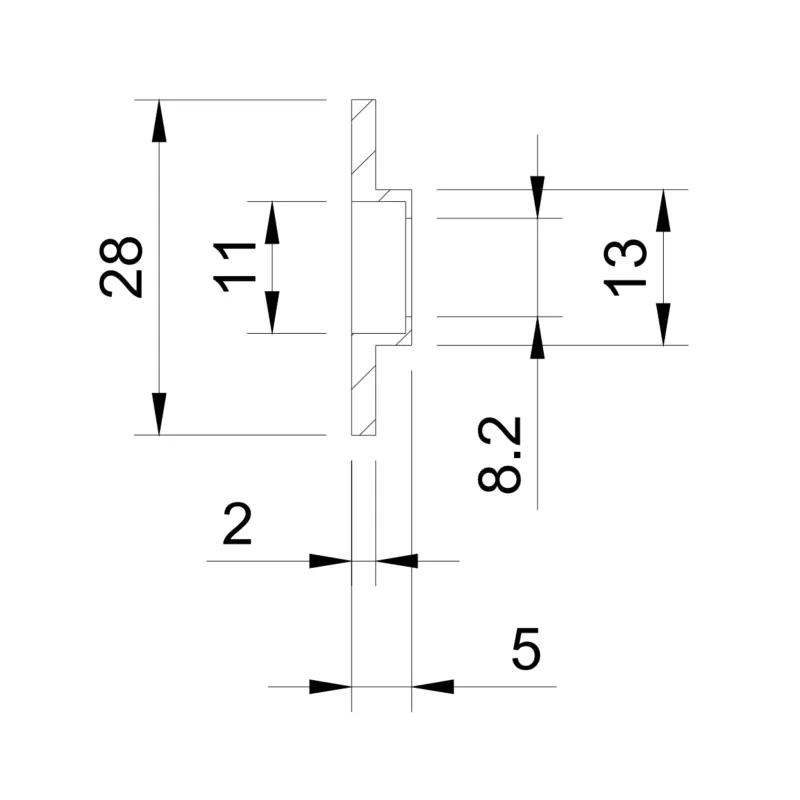 Glass adaptor - gasket with flange, D30, EPDM - Strofix
