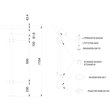 Glass railing system for a flat surface - 42.4 - StroFIX