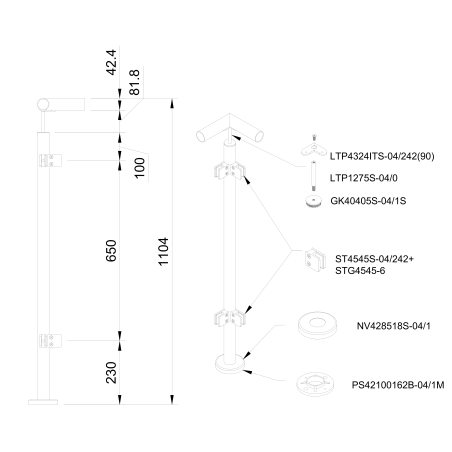 Glass railing system for a flat surface - 42.4