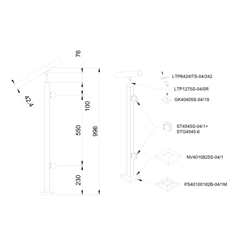 Glass railing system For stairs - 42.4