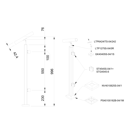Glass railing system For stairs - 42.4