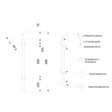 Glass railing system For stairs - 42.4