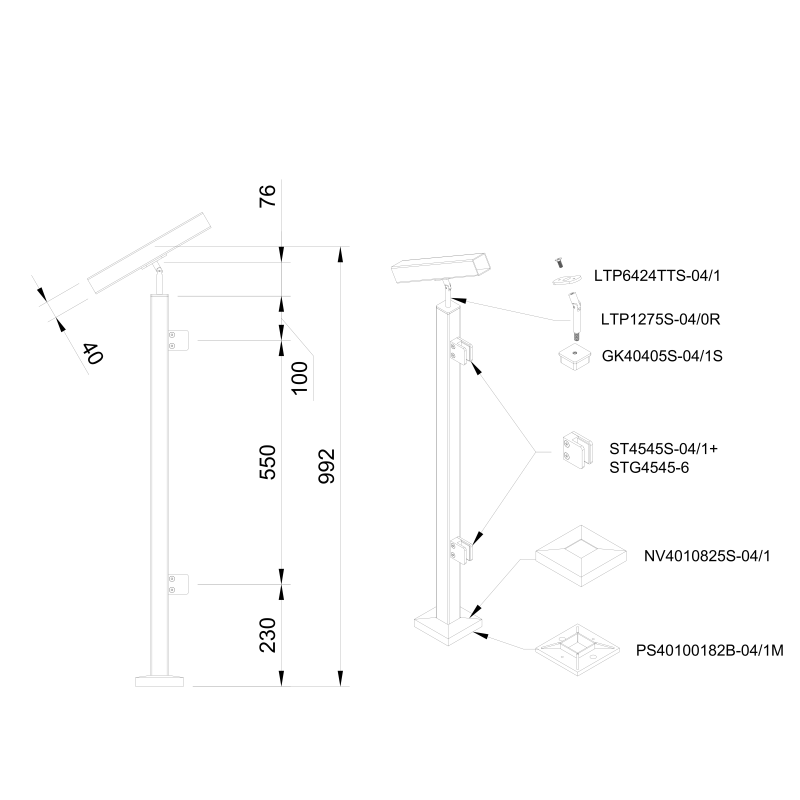 Glass railing system For stairs - Flat