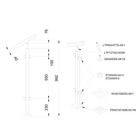 Glass railing system For stairs - Flat