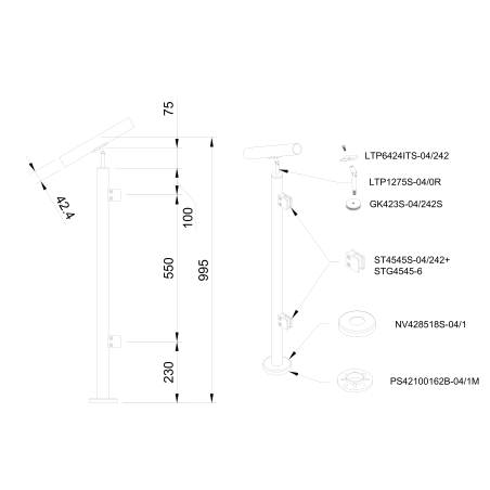 Glass railing system For stairs - 42.4