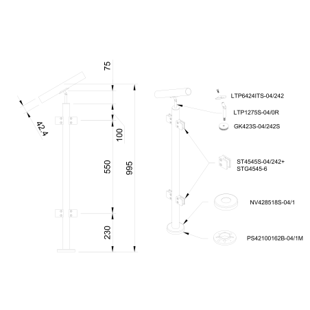 Glass railing system For stairs - 42.4