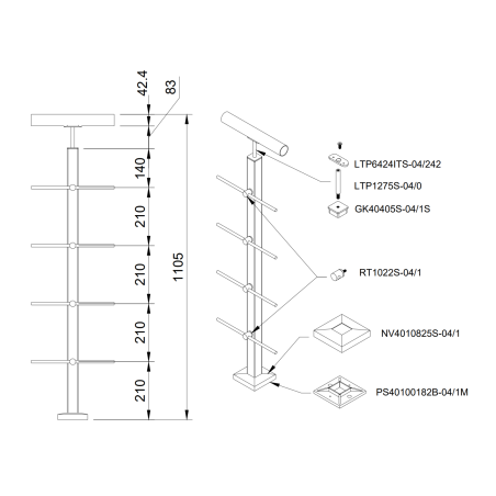 Margu stabiņš, lenterim ø42.4