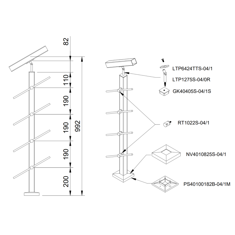 Rod railing system For stairs - Flat