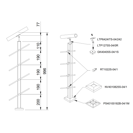 Rod railing system For stairs - 42.4